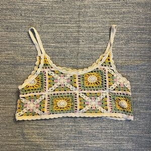 Crochet Patterned Women’s Cropped Tank Top L/XL